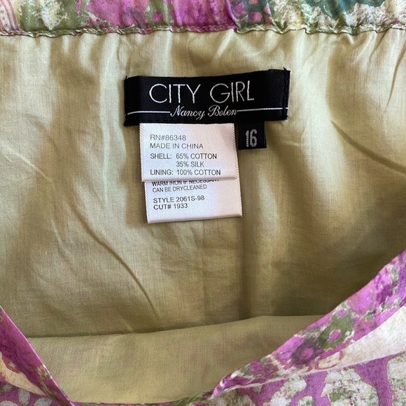 City Girl by Nancy Bolen 2-Piece Set Floral Ruffle Jacket Skirt Suit Sz 16 - Picture 15 of 16